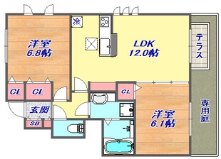 コンフォート西岡本の物件間取画像